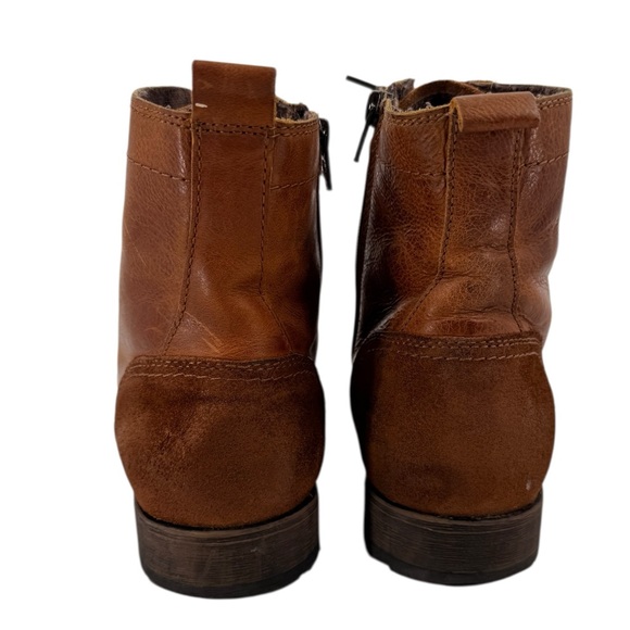 Aldo Mens Lace Up Boots Cognac Brown Leather Size 10 Side Zip Steampunk - Picture 2 of 4